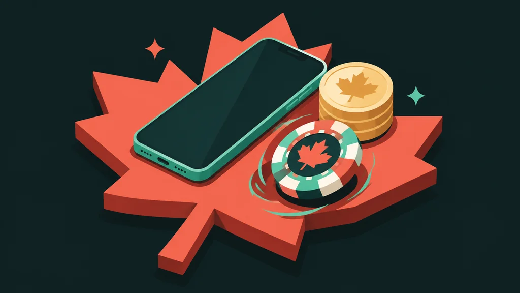 Isometric phone with coin and casino chip on map