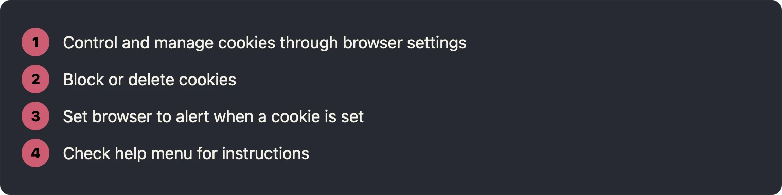Steps for managing browser cookie settings