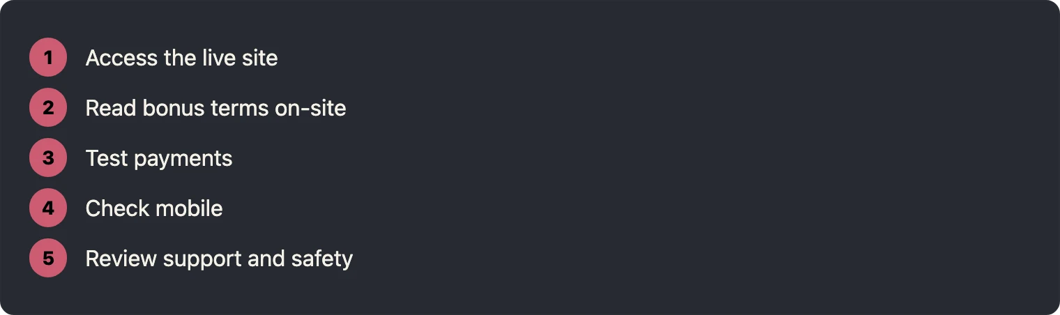 Steps in the OzzyBet review process