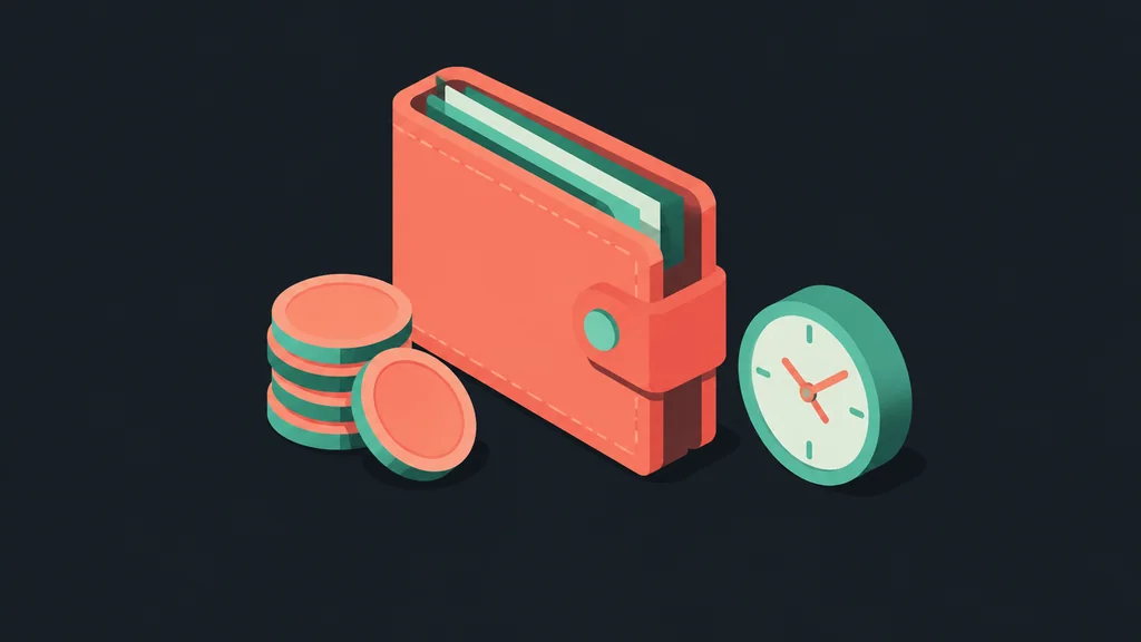 Wallet with coins and clock for gambling limits